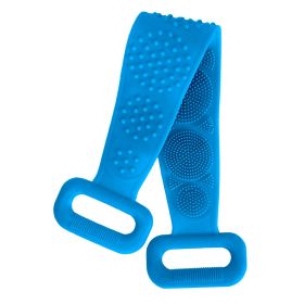 Silicone Back Scrubber Belt For Shower Exfoliating Foaming Body Wash Strap Brush Bristles Massage Dots W/ Adhesive Hook (Option: BathScrubberBelt(Blue)