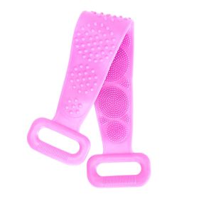 Silicone Back Scrubber Belt For Shower Exfoliating Foaming Body Wash Strap Brush Bristles Massage Dots W/ Adhesive Hook (Option: BathScrubberBelt(Purple)