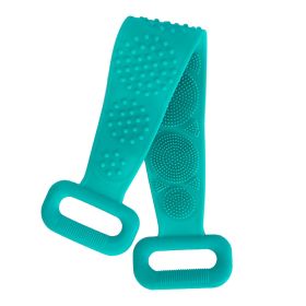 Silicone Back Scrubber Belt For Shower Exfoliating Foaming Body Wash Strap Brush Bristles Massage Dots W/ Adhesive Hook (Option: BathScrubberBelt(Green)